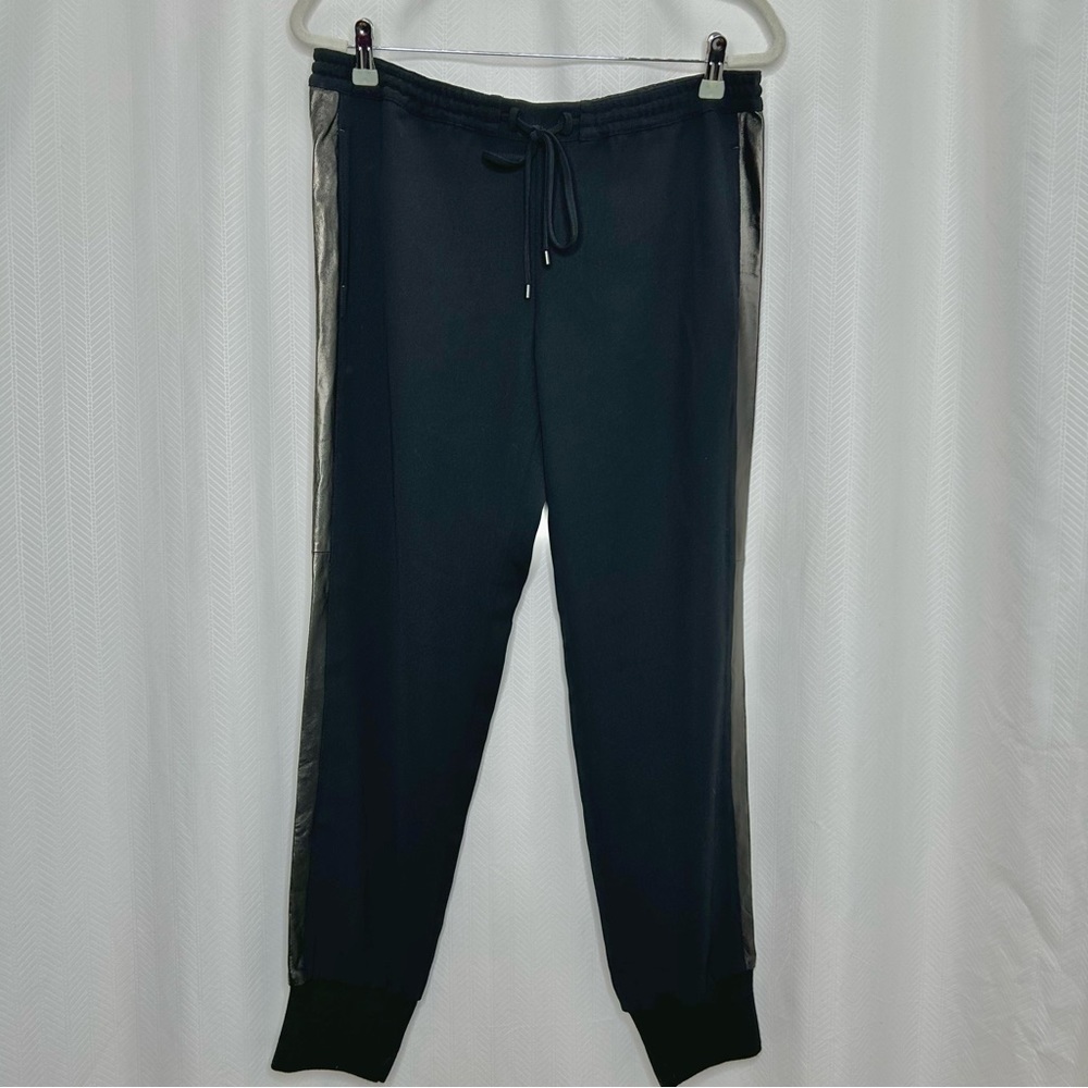 Vince black joggers with leather trim